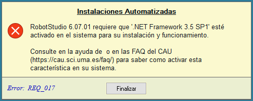 Error REQ_017: Librerías NetFx necesarias