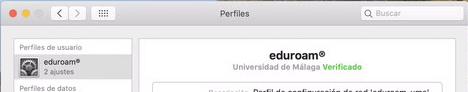 Perfil eduroam instalado