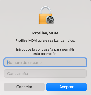 Aceptar la instalación del perfil