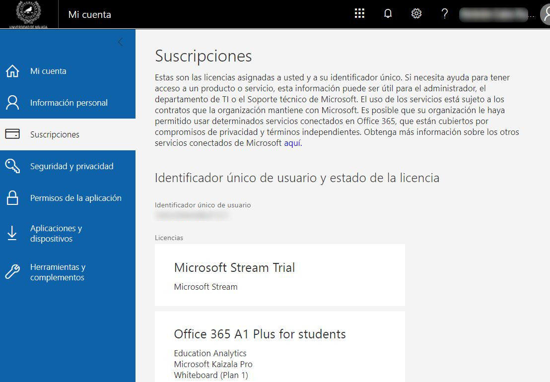 Preguntas Frecuentes - Microsoft 365 UMA: ¿Cómo consulto la licencia o  licencias que tengo en Microsoft 365? ¿En cuántos dispositivos puedo  instalar Microsoft 365?